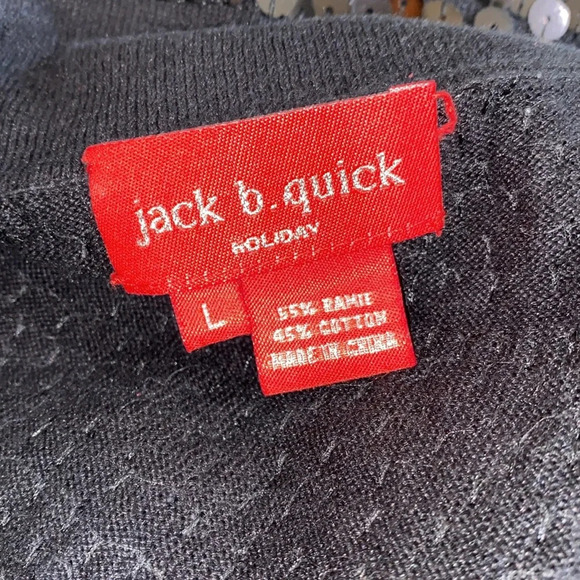 Jack B Quick Holiday black sequin jacket size large - Picture 4 of 7